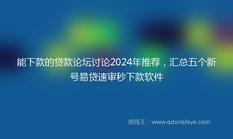 能下款的贷款论坛讨论2024年推荐，汇总五个新号易贷速审秒下款软件