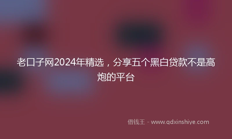 老口子网2024年精选，分享五个黑白贷款不是高炮的平台