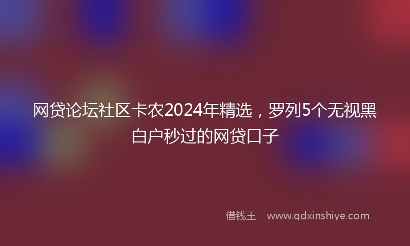 网贷论坛社区卡农2024年精选，罗列5个无视黑白户秒过的网贷口子