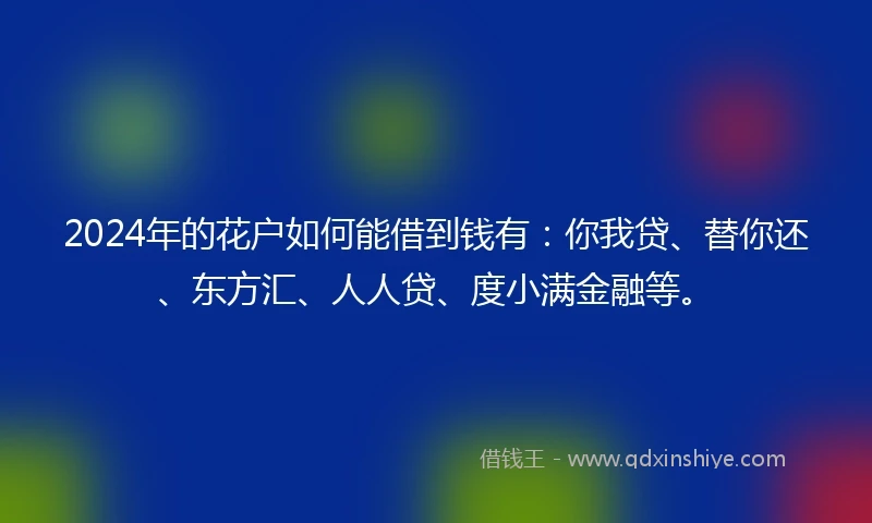 2024年的花户如何能借到钱有：你我贷、替你还、东方汇、人人贷、度小满金融等。