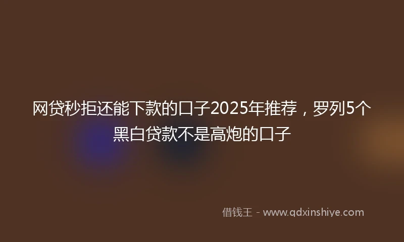 网贷秒拒还能下款的口子2025年推荐，罗列5个黑白贷款不是高炮的口子