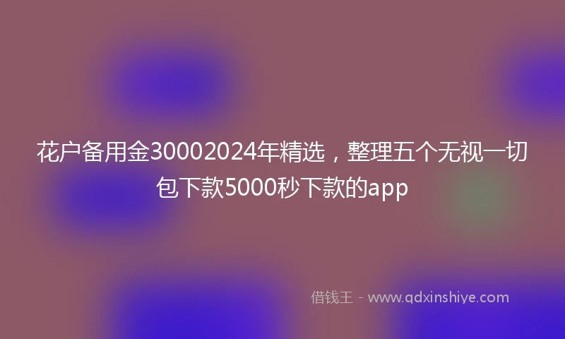 花户备用金30002024年精选，整理五个无视一切包下款5000秒下款的app