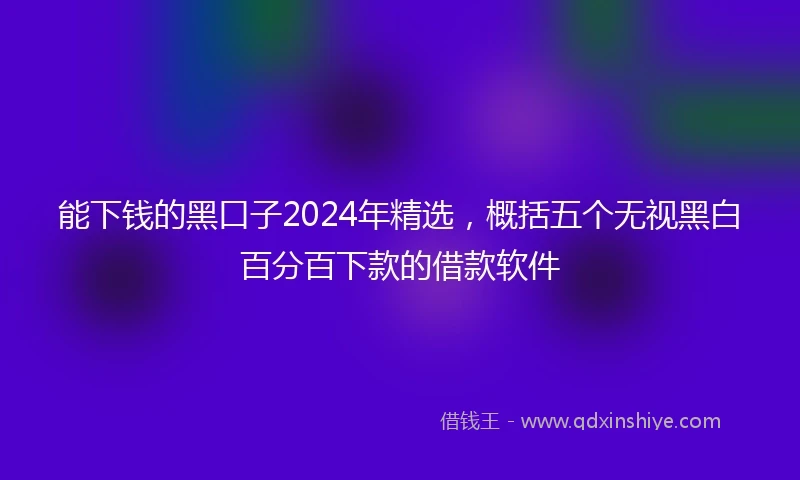 能下钱的黑口子2024年精选，概括五个无视黑白百分百下款的借款软件