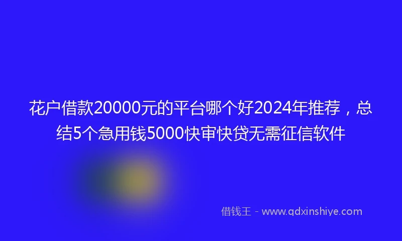 花户借款20000元的平台哪个好2024年推荐，总结5个急用钱5000快审快贷无需征信软件