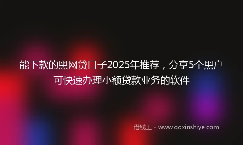 能下款的黑网贷口子2025年推荐，分享5个黑户可快速办理小额贷款业务的软件