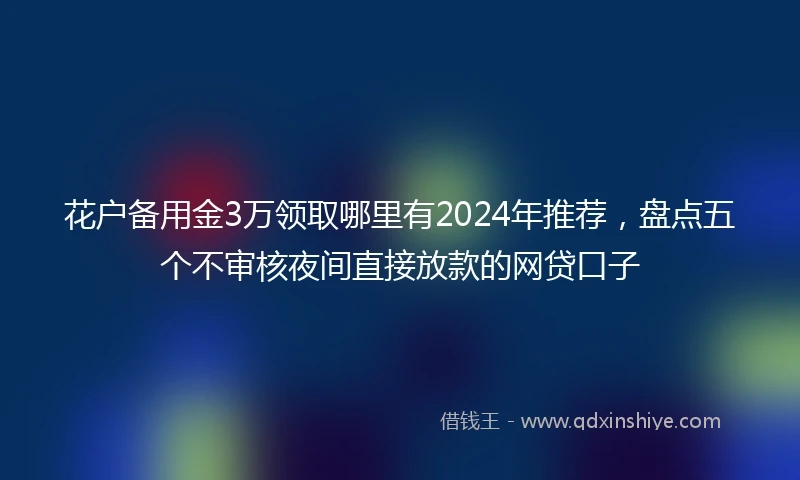 花户备用金3万领取哪里有2024年推荐，盘点五个不审核夜间直接放款的网贷口子