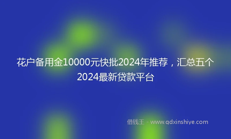 花户备用金10000元快批2024年推荐，汇总五个2024最新贷款平台
