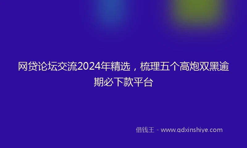 网贷论坛交流2024年精选，梳理五个高炮双黑逾期必下款平台
