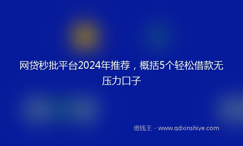 网贷秒批平台2024年推荐，概括5个轻松借款无压力口子