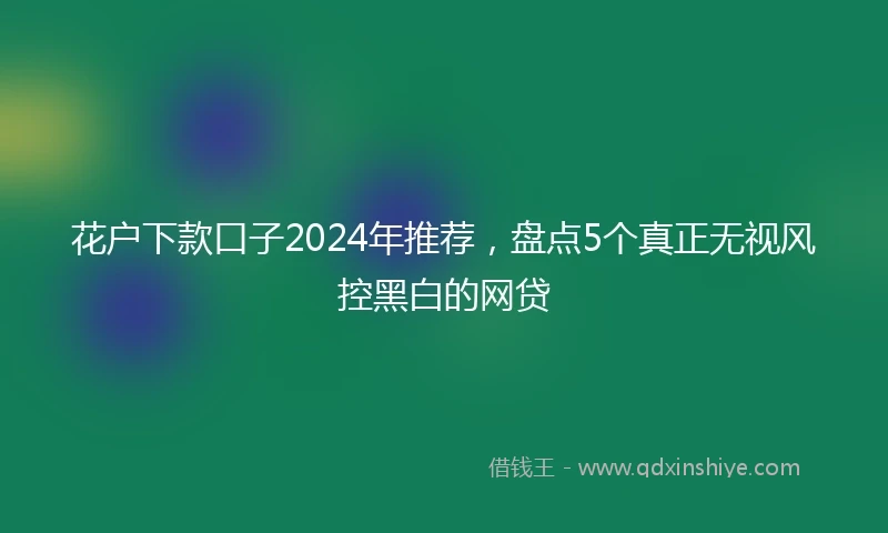 花户下款口子2024年推荐，盘点5个真正无视风控黑白的网贷