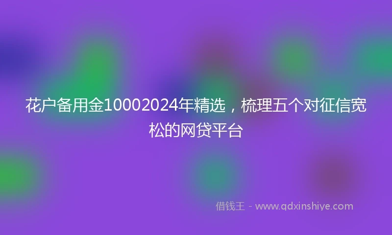 花户备用金10002024年精选，梳理五个对征信宽松的网贷平台