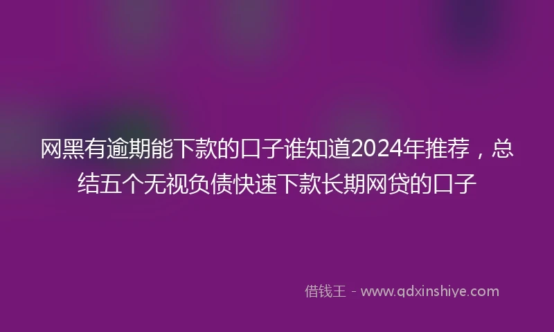 网黑有逾期能下款的口子谁知道2024年推荐,总结五个无视负债快速下款长期网贷的口子