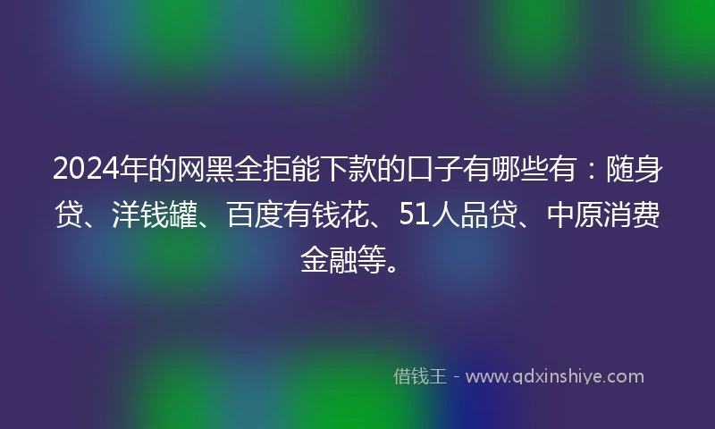 2024年的网黑全拒能下款的口子有哪些有：随身贷、洋钱罐、百度有钱花、51人品贷、中原消费金融等。