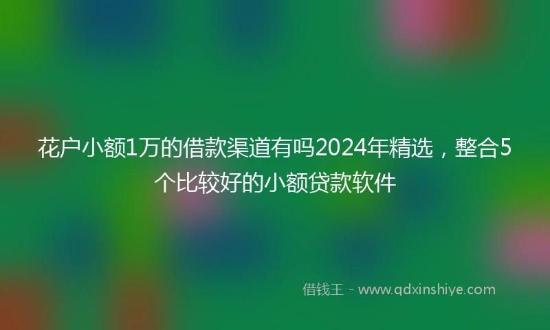 花户小额1万的借款渠道有吗2024年精选，整合5个比较好的小额贷款软件