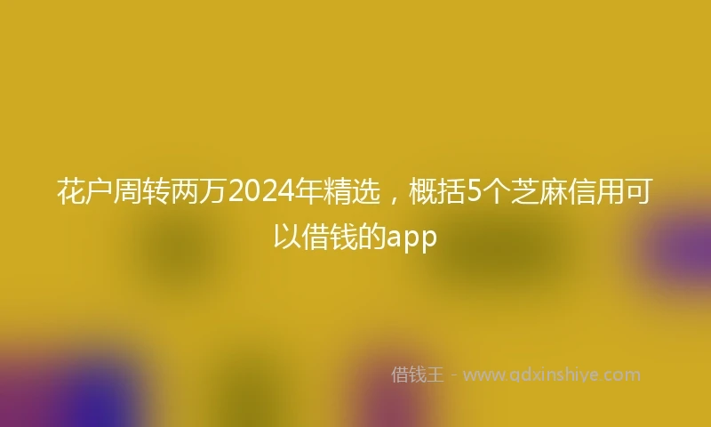 花户周转两万2024年精选，概括5个芝麻信用可以借钱的app