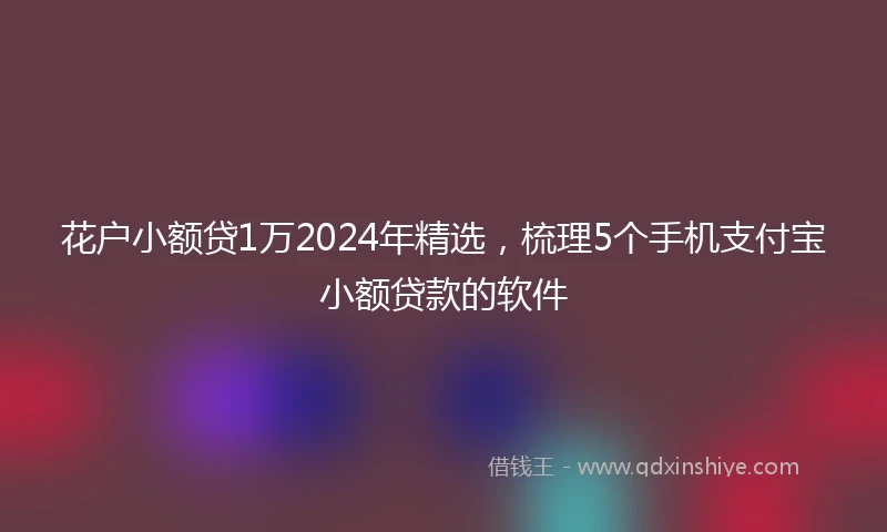 花户小额贷1万2024年精选，梳理5个手机支付宝小额贷款的软件