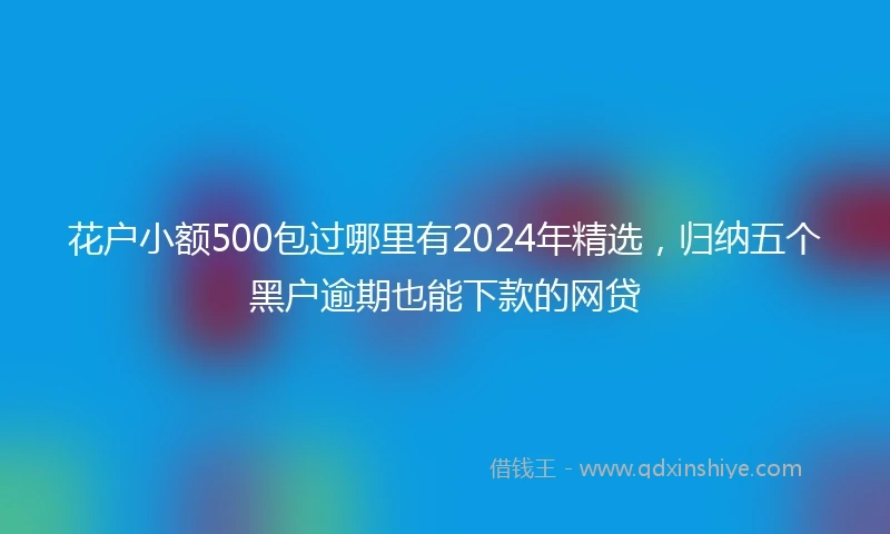 花户小额500包过哪里有2024年精选，归纳五个黑户逾期也能下款的网贷