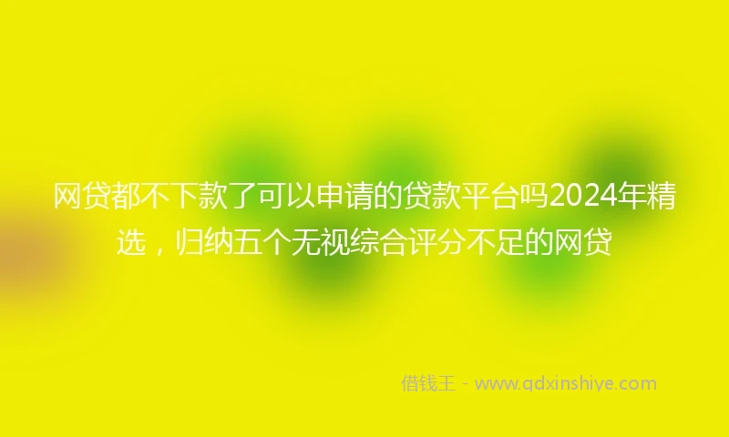 网贷都不下款了可以申请的贷款平台吗2024年精选，归纳五个无视综合评分不足的网贷