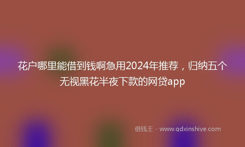 花户哪里能借到钱啊急用2024年推荐，归纳五个无视黑花半夜下款的网贷app