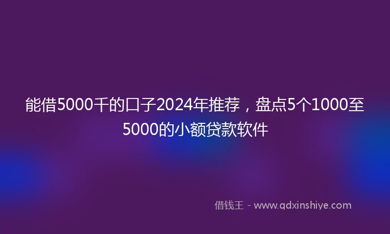 能借5000千的口子2024年推荐，盘点5个1000至5000的小额贷款软件