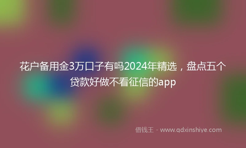 花户备用金3万口子有吗2024年精选，盘点五个贷款好做不看征信的app