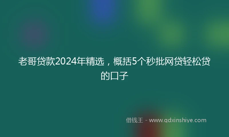 老哥贷款2024年精选，概括5个秒批网贷轻松贷的口子