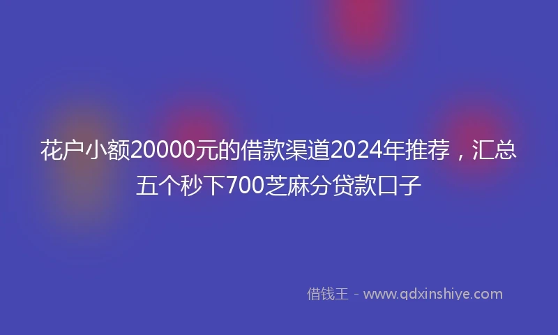 花户小额20000元的借款渠道2024年推荐，汇总五个秒下700芝麻分贷款口子