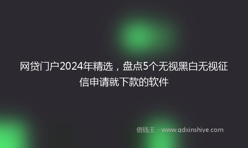 网贷门户2024年精选，盘点5个无视黑白无视征信申请就下款的软件
