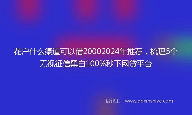 花户什么渠道可以借20002024年推荐，梳理5个无视征信黑白100%秒下网贷平台