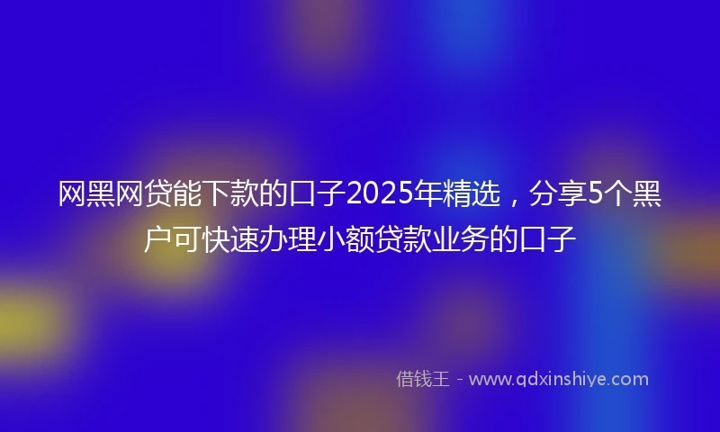 网黑网贷能下款的口子2025年精选，分享5个黑户可快速办理小额贷款业务的口子