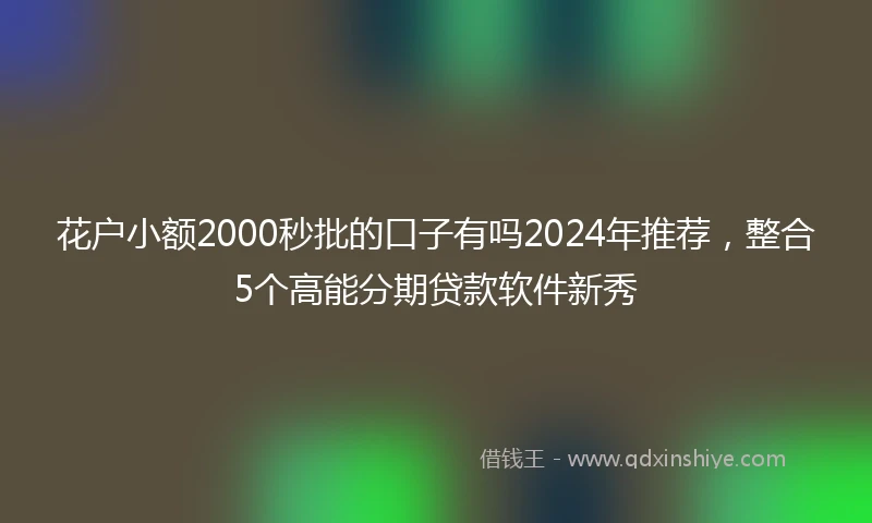 花户小额2000秒批的口子有吗2024年推荐，整合5个高能分期贷款软件新秀