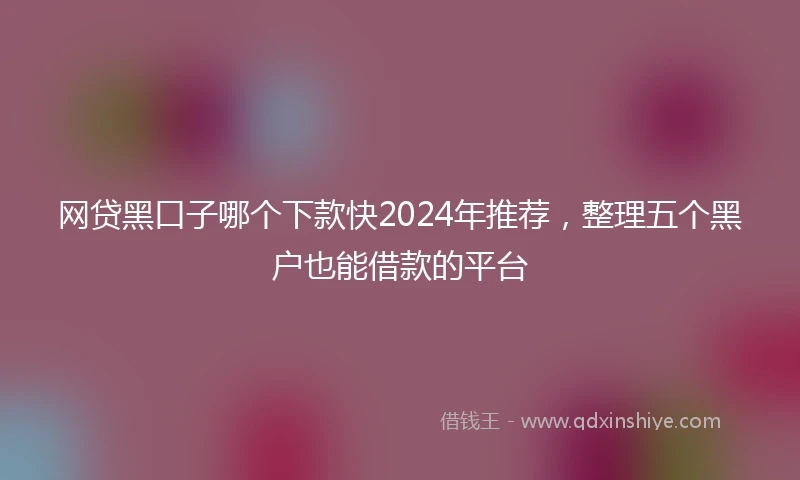 网贷黑口子哪个下款快2024年推荐，整理五个黑户也能借款的平台