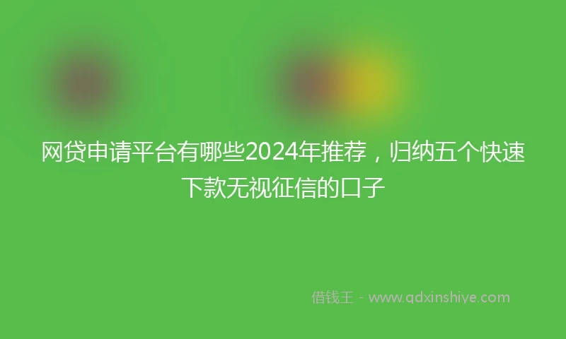 网贷申请平台有哪些2024年推荐，归纳五个快速下款无视征信的口子