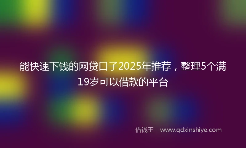 能快速下钱的网贷口子2025年推荐，整理5个满19岁可以借款的平台