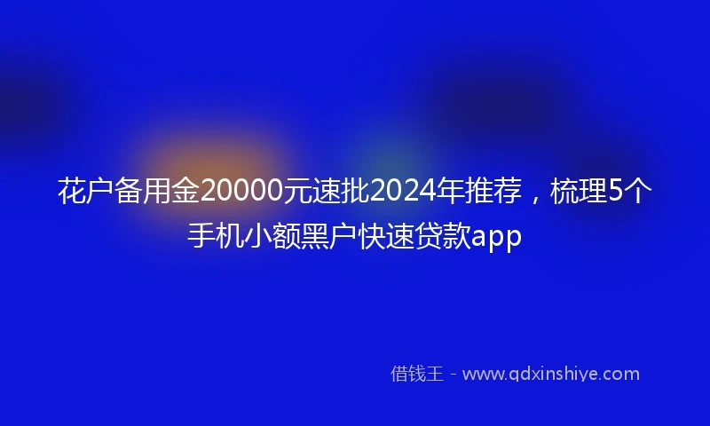 花户备用金20000元速批2024年推荐，梳理5个手机小额黑户快速贷款app