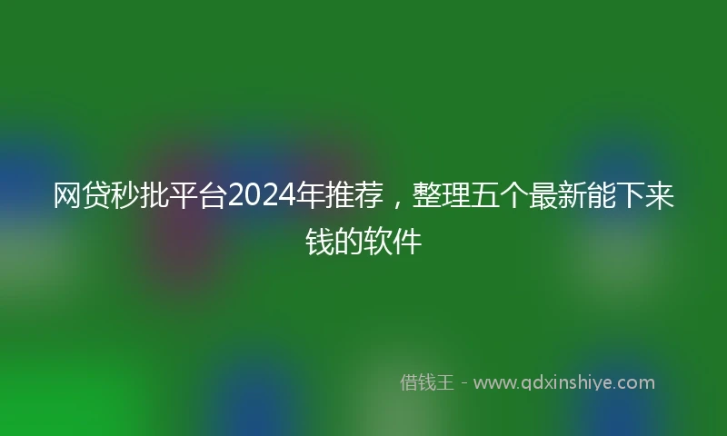 网贷秒批平台2024年推荐，整理五个最新能下来钱的软件