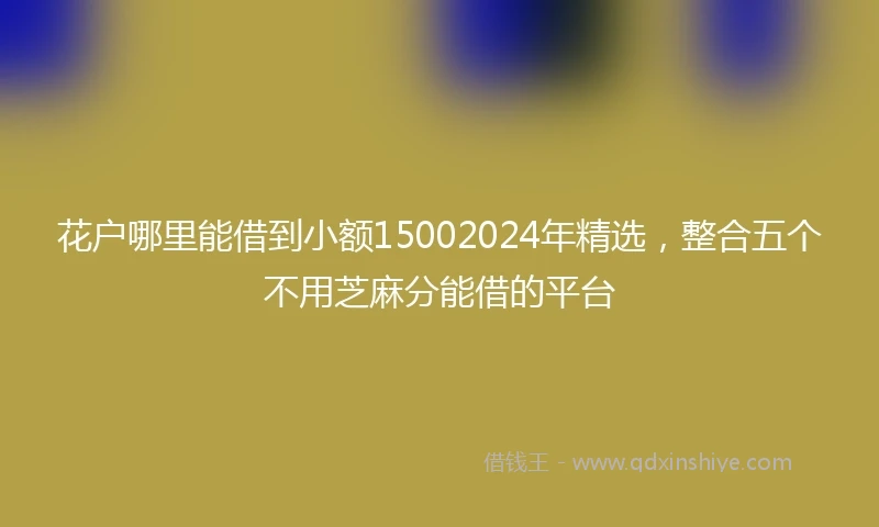 花户哪里能借到小额15002024年精选，整合五个不用芝麻分能借的平台
