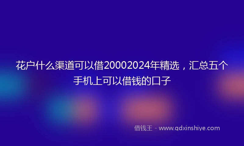 花户什么渠道可以借20002024年精选，汇总五个手机上可以借钱的口子