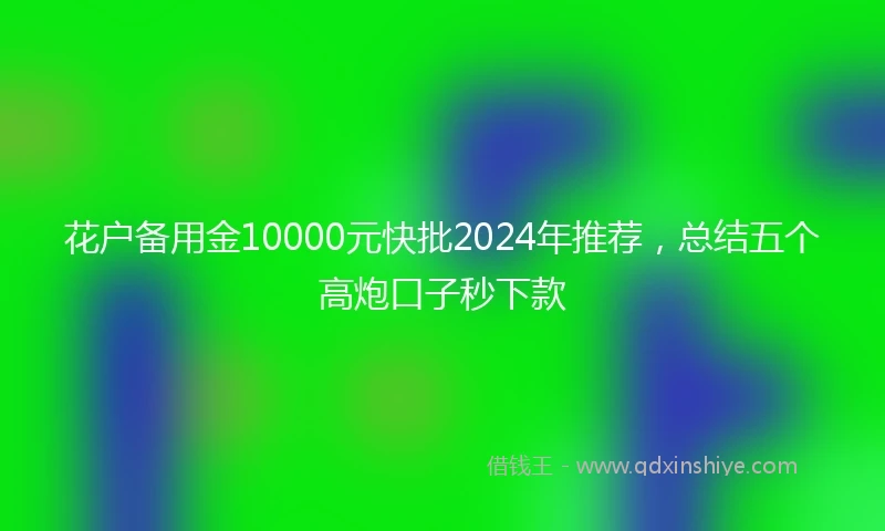 花户备用金10000元快批2024年推荐，总结五个高炮口子秒下款