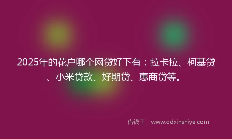 2025年的花户哪个网贷好下有：拉卡拉、柯基贷、小米贷款、好期贷、惠商贷等。