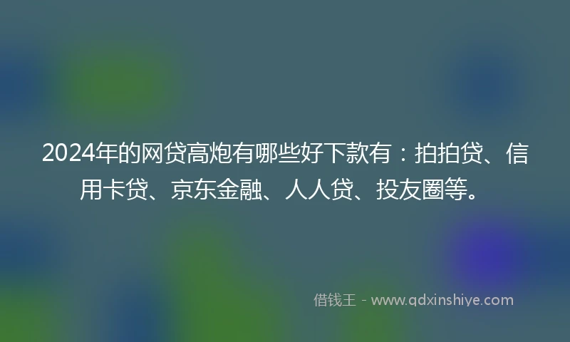 2024年的网贷高炮有哪些好下款有：拍拍贷、信用卡贷、京东金融、人人贷、投友圈等。