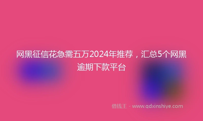 网黑征信花急需五万2024年推荐,汇总5个网黑逾期下款平台