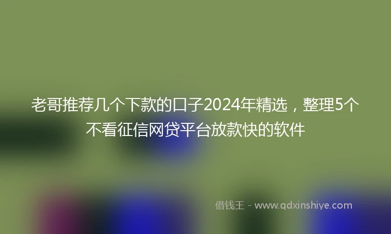 老哥推荐几个下款的口子2024年精选，整理5个不看征信网贷平台放款快的软件