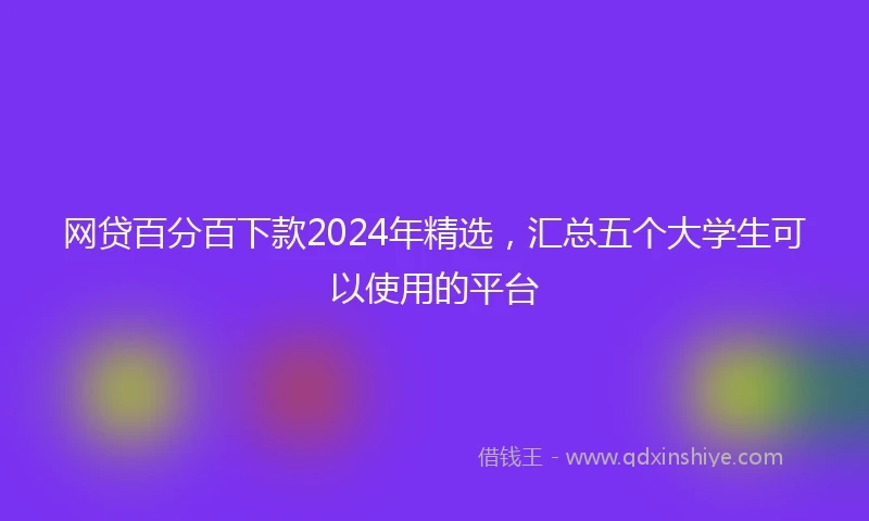 网贷百分百下款2024年精选，汇总五个大学生可以使用的平台
