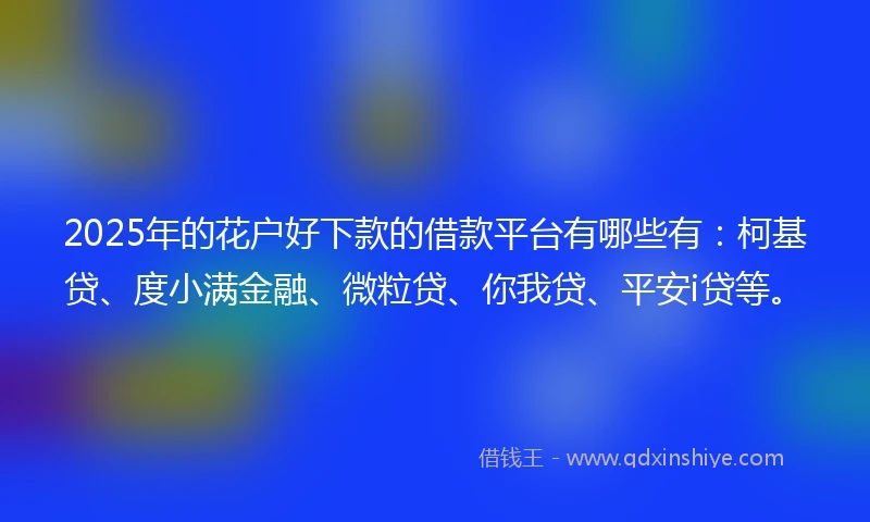 2025年的花户好下款的借款平台有哪些有：柯基贷、度小满金融、微粒贷、你我贷、平安i贷等。