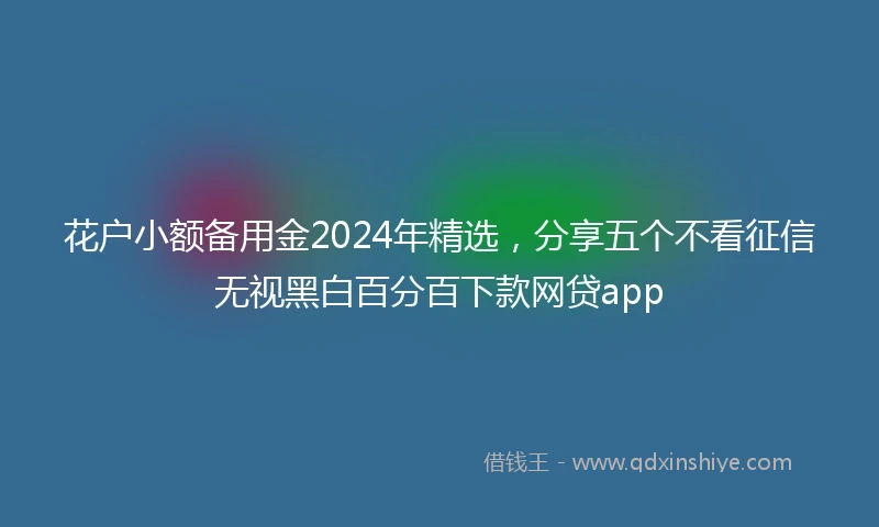 花户小额备用金2024年精选，分享五个不看征信无视黑白百分百下款网贷app