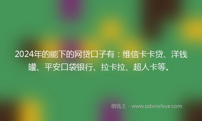 2024年的能下的网贷口子有：维信卡卡贷、洋钱罐、平安口袋银行、拉卡拉、超人卡等。