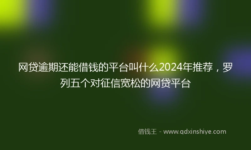网贷逾期还能借钱的平台叫什么2024年推荐，罗列五个对征信宽松的网贷平台