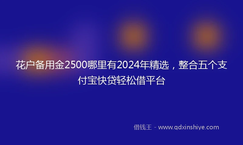 花户备用金2500哪里有2024年精选，整合五个支付宝快贷轻松借平台