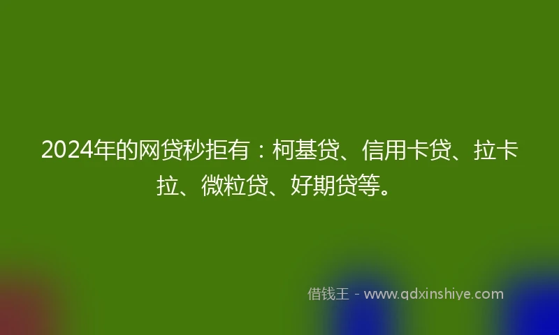 2024年的网贷秒拒有：柯基贷、信用卡贷、拉卡拉、微粒贷、好期贷等。